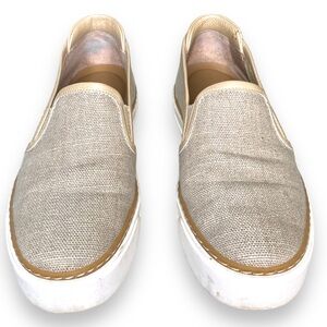M. Gemi Women's Champagne The Gina Slip On Linen Leather Sneaker Size 6.5